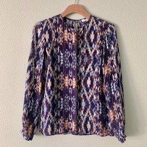Parker Silk Blue Aztec Top Size S